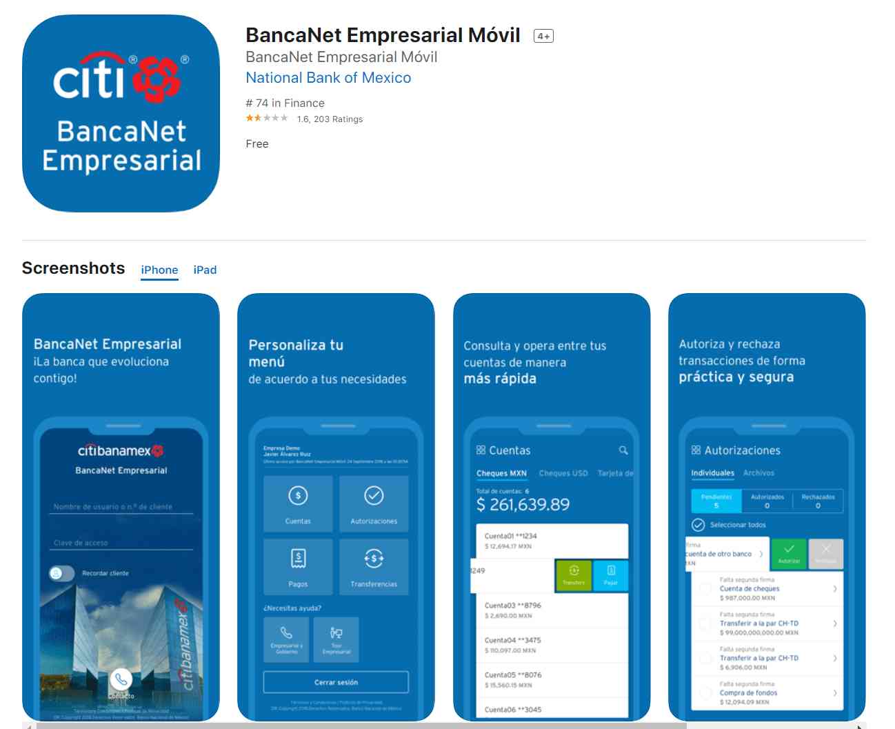 BancaNet Empresarial Móvil en Apple App Store