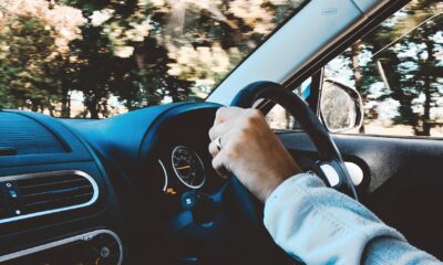 person holding black vehicle steering wheel