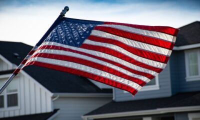 close up photography of american flag